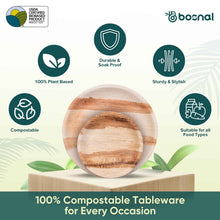 Load image into Gallery viewer, Palm Leaf Biodegradable Round Plates Combo – 50 pcs Set (25 each of 10&quot; &amp; 6&quot; Plates), Eco-Friendly, Compostable, Bamboo-Wood Style, Durable &amp; Restaurant-Grade Alternative to Paper Plates
