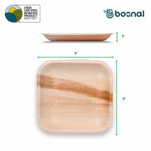 Load image into Gallery viewer, Bosnal - Palm Leaf Biodegradable Plates; 7 inch, Square
