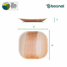Load image into Gallery viewer, Bosnal - Palm Leaf Biodegradable Plates, 4 inch, Square
