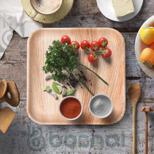 Load image into Gallery viewer, Palm Leaf Biodegradable Square Plates Combo – 50 pcs Set (25 each of 10&quot; &amp; 7&quot; Plates), Eco-Friendly, Compostable, Bamboo-Wood Style, Durable &amp; Restaurant-Grade Alternative to Paper Plates
