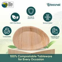 Load image into Gallery viewer, Bosnal - Palm Leaf Biodegradable Plates, 10 inch, Oval

