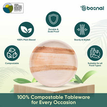 Load image into Gallery viewer, Bosnal - Palm Leaf Biodegradable Plates, 10 inch, Round
