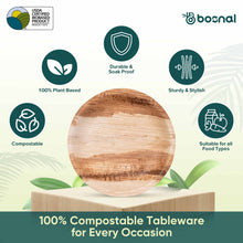Load image into Gallery viewer, Bosnal - Palm Leaf Biodegradable Plates, 6 inch, Round
