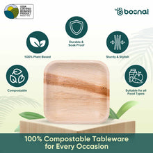 Load image into Gallery viewer, Bosnal - Palm Leaf Biodegradable Plates; 7 inch, Square
