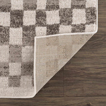 Load image into Gallery viewer, Benjy Beige Checkered Area Rug
