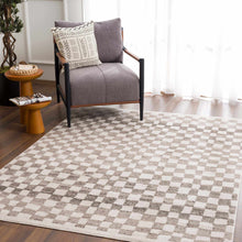 Load image into Gallery viewer, Benjy Beige Checkered Area Rug
